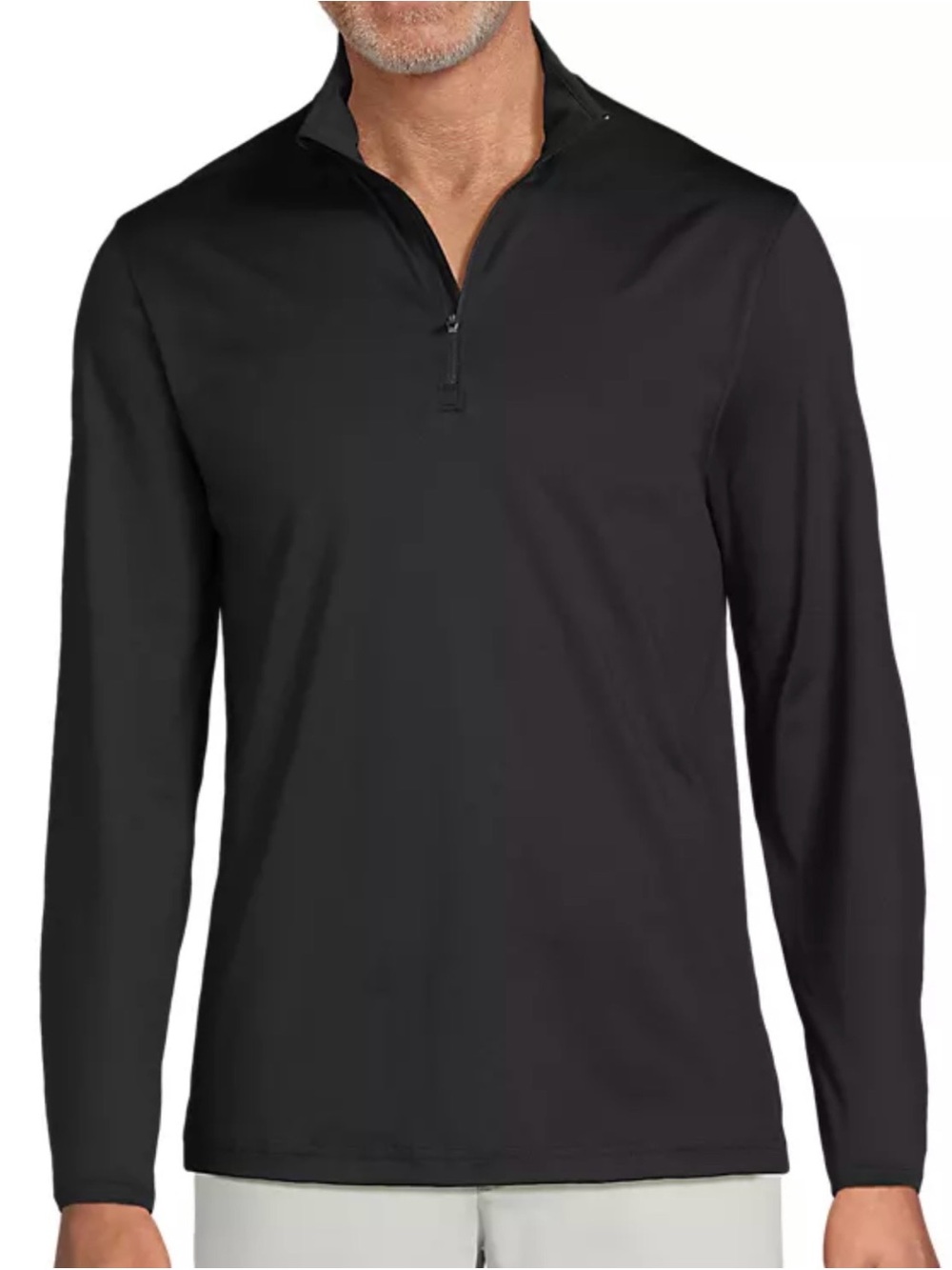 Lands' End Men's Black Long-Sleeve Quarter-Zip Pullover